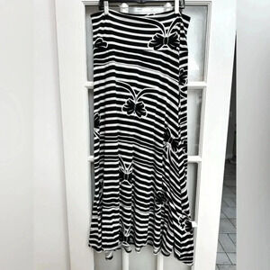 LuLaRoe Vintage Rare Pinup Bow Stripe Black & White Maxi Skirt Size L Large